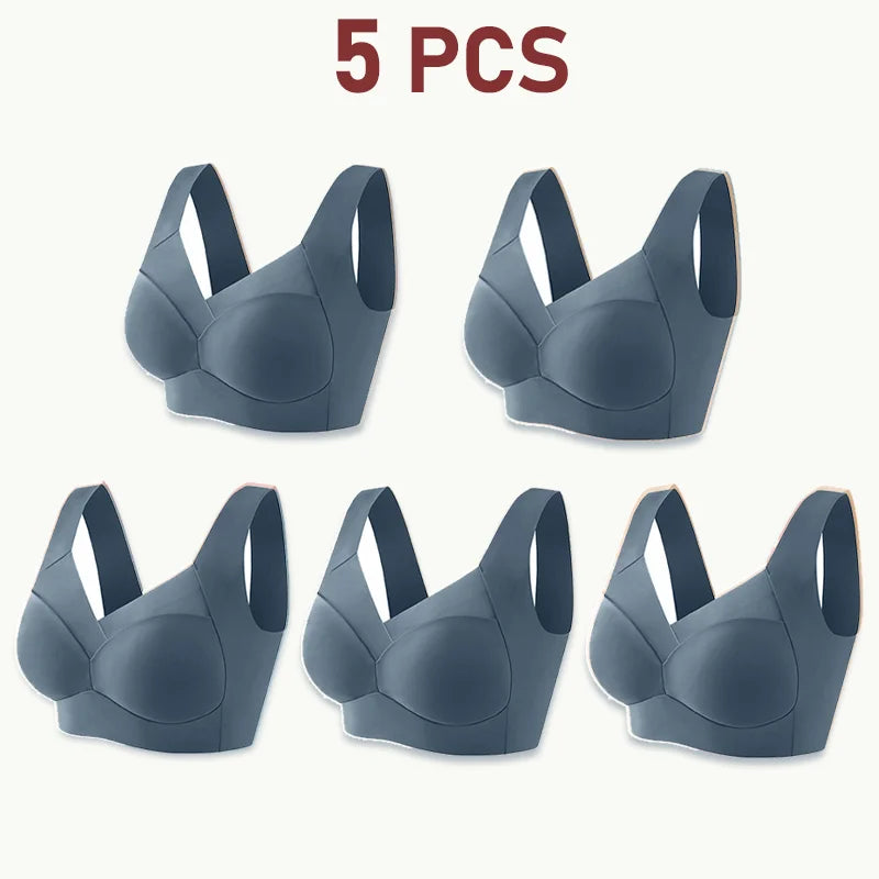 NEW Arrivals 5PCS Set Women Lace Sport Bras Plus Size Seamless Bra Bralette Backless Lady Brassiere Vest Female Gather Shock-Proof Wireless L-3XL