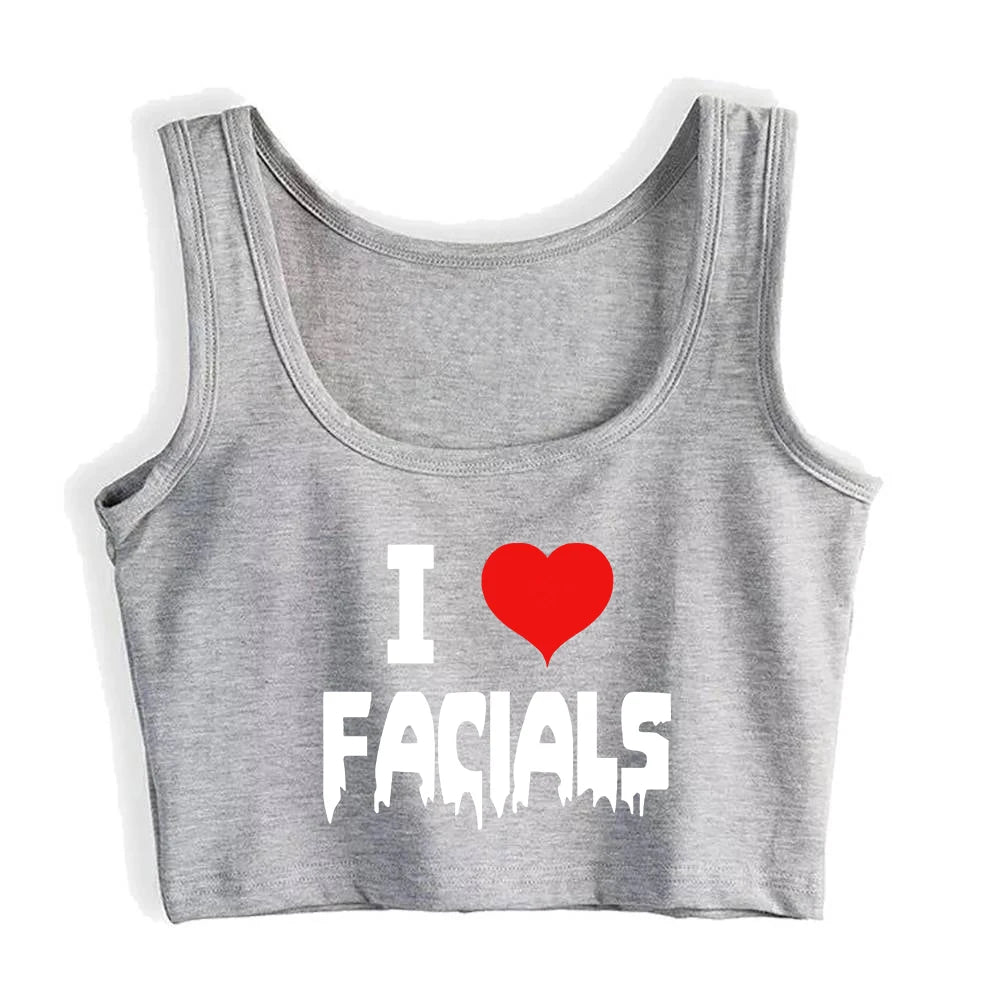 NEW Arrivals S-2XL 3 Colors I Love Facials Design Cotton Sexy Slim Crop Top Women's Humor Flirtatious Style Tank Tops Swinger Funny Naughty Camisole