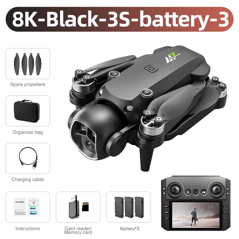 NEW 8K 3 Batteries Xiaomi M7 Drone 4K/6K/8K Professional 8K HD Aerial Photography Drone 5G WIFI Brushless Power RC Foldable Quadcopter Drone
