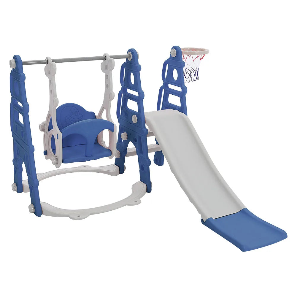 NEW Arrivals Children Toddler Swing and Slide Set with Basketball Hoop Garden Climbing Frame, Outdoor Indoor Large Slide Swing , Pink & Blue Color Kids Sport Games Toys Supplies
