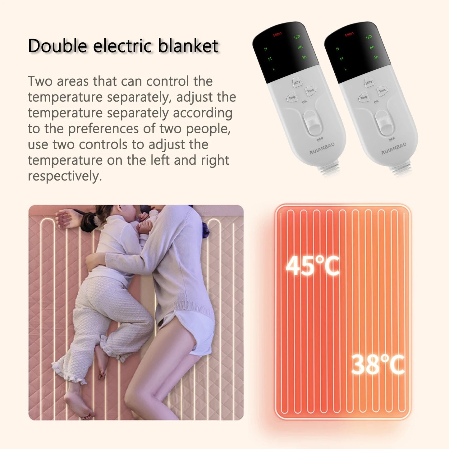 Double electric blanket winter constant temperature warm soft and comfortable temperature protection electric blanket