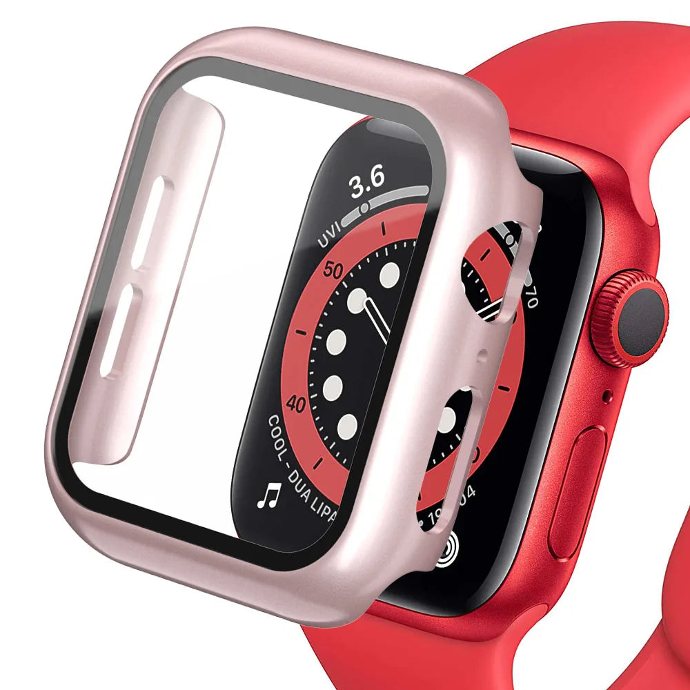NEW Tempered Glass+Cover For Apple Watch Accessories 45mm 41mm 44mm 40mm 42mm Screen Protector Apple Watch Case Series 9 4 5 6 SE 7 8 Watches Accessories Electronics Supplies