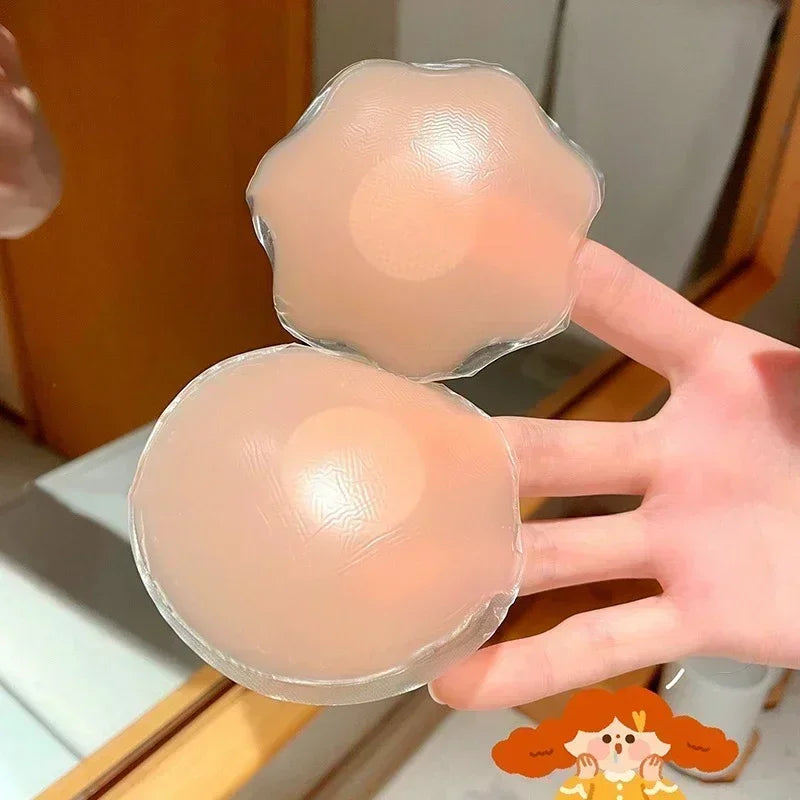 NEW Arrivals 50-100PCS Set High Quality Medical Silicone Nipple Cover Reusable Women Bra Sticker Breast Petal Strapless Lift Up Bra Invisible Boob Push-Up Pads Chest Pasties Intimates Ladies Underwear Accessories