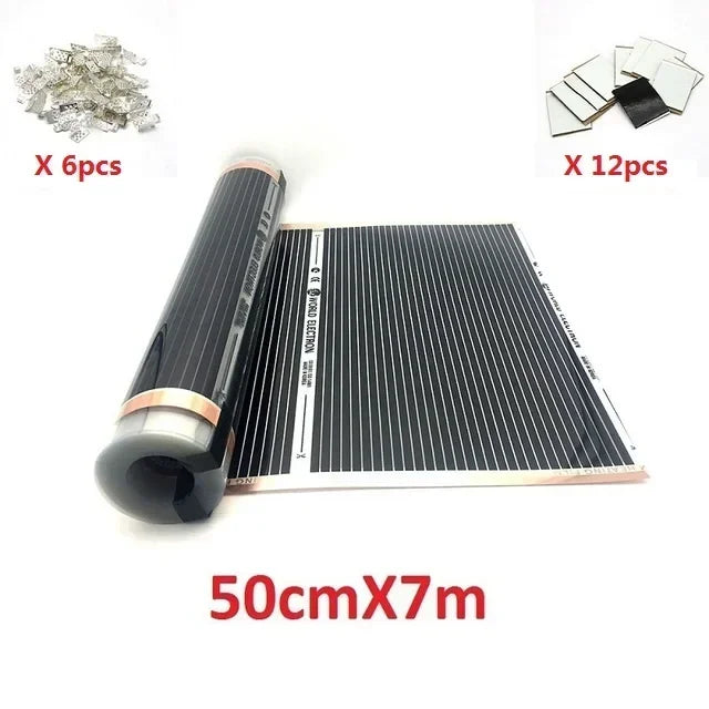 NEW Arrivals AC-220V Infrared Underfloor Heating Film 220w/m2 Warm Mat with Clamps Insulation Pastes Home Winter Heating Supplies