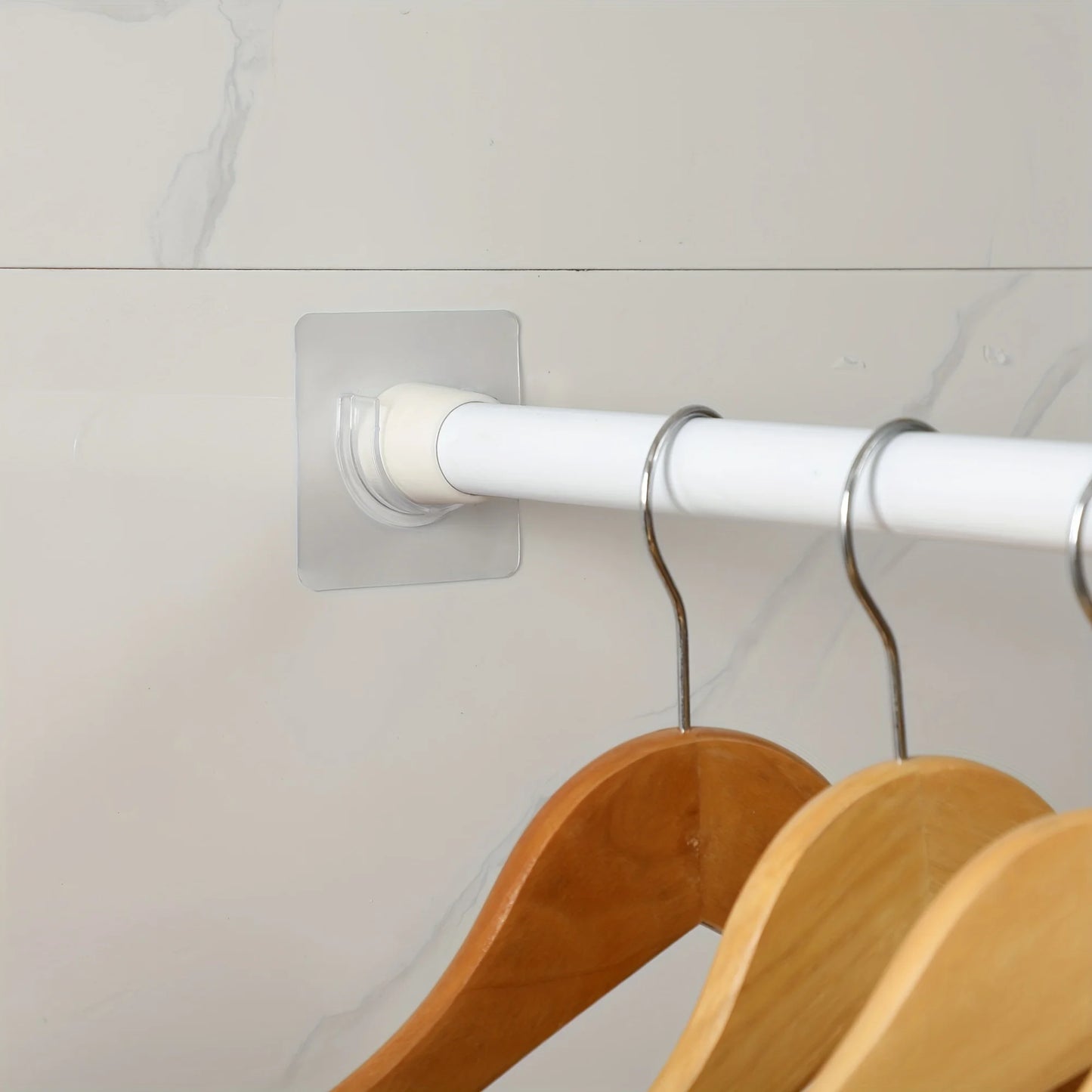 8PCS Set Premium Telescopic Rod Bracket Strong Adhesive Shower Curtain Rod Holder Wall Mount Space-Saving for Bathroom Wardrobe Home Bathroom Tools Sets