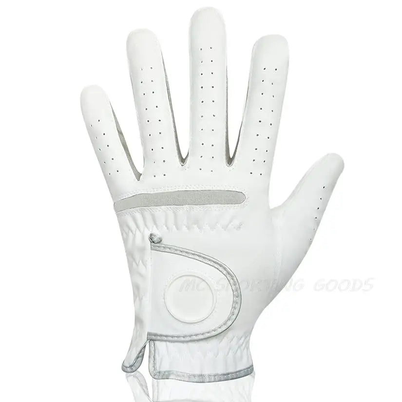 1pc Men's Golf Glove Micro Soft Fabric Breathable Golf Gloves With Magnetic Marker Replaceable White Glove