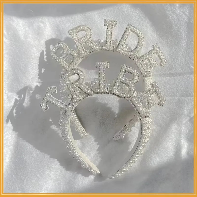 NEW Arrivals Bride to be Pearl Luxury Crown Headband Bach Bachelorette Hen Party Bridal Shower Wedding Party Engagement Rehearsal Dinner Decoration Gift