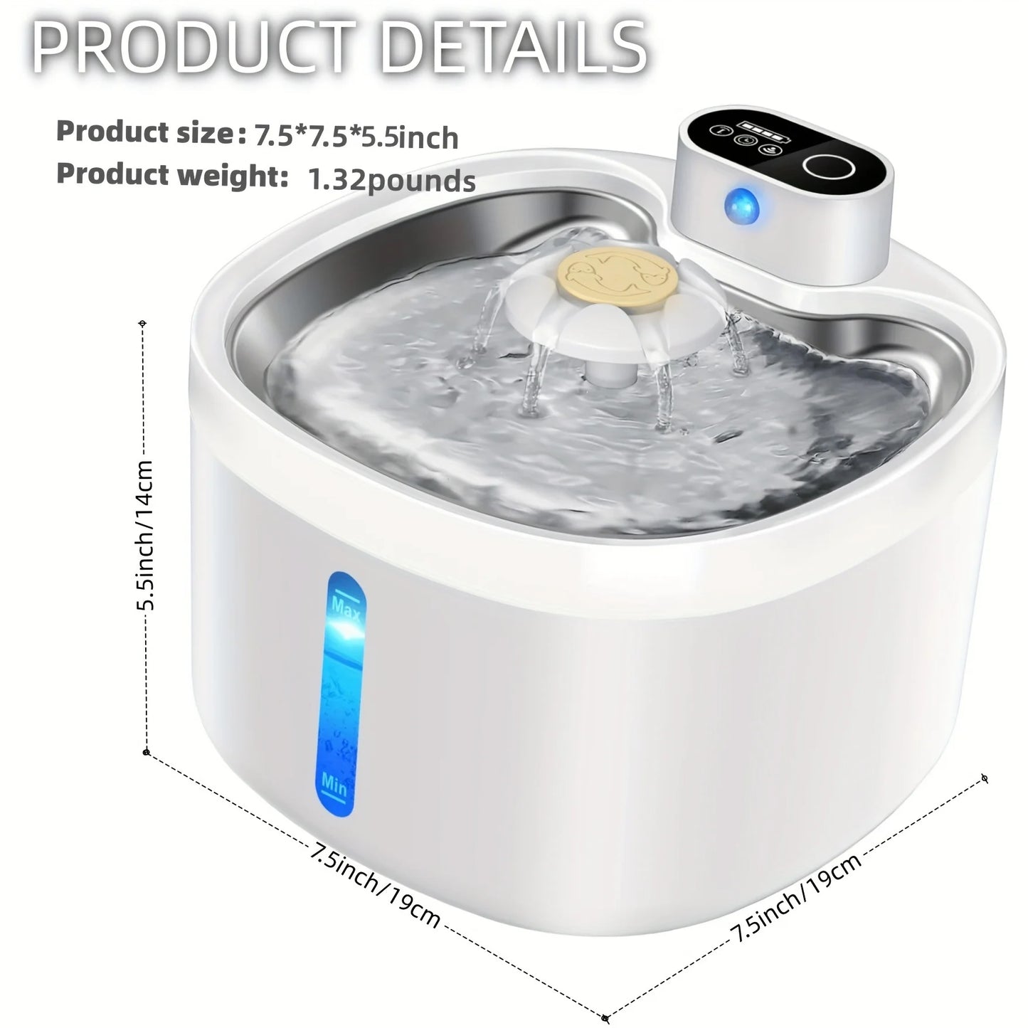 NEW Arrivals Pet Automatic Water Dispenser, Non Plug in Cat Water Dispenser, Stainless Steel Wireless Constant Temperature Water Dispenser Pets Supplies