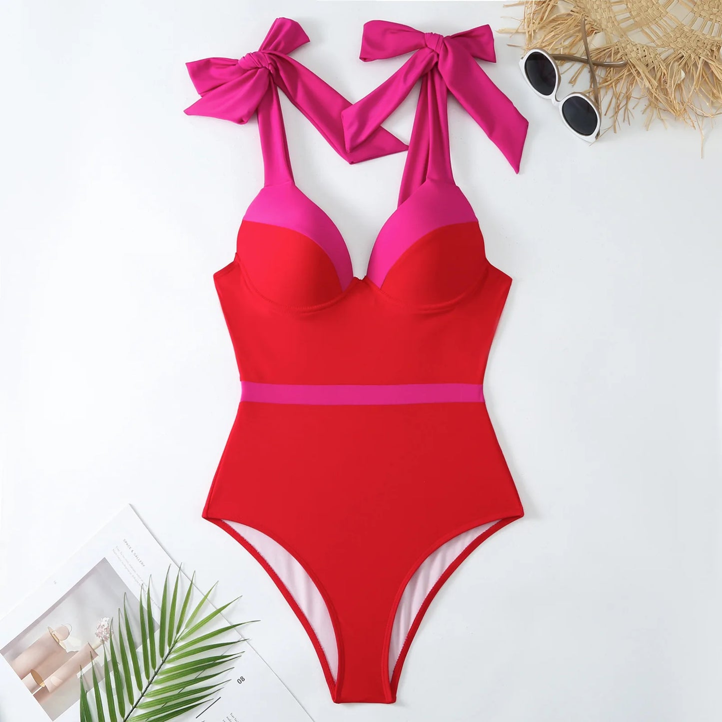 2024 Biquinis De Luxo Swimwear Matching Set Women Summer Push Up Bodysuit Solid Patchwork Swimsuit Beachwear Luxury