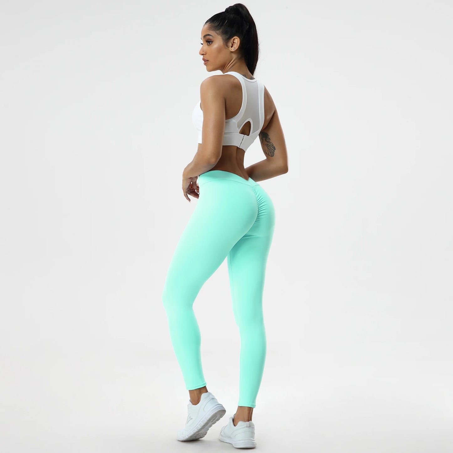 Sexy Seamless Gym Leggings Women High Waist V Solid Color Autumn Pants Running Outdoors Fitness Push Up Leggings