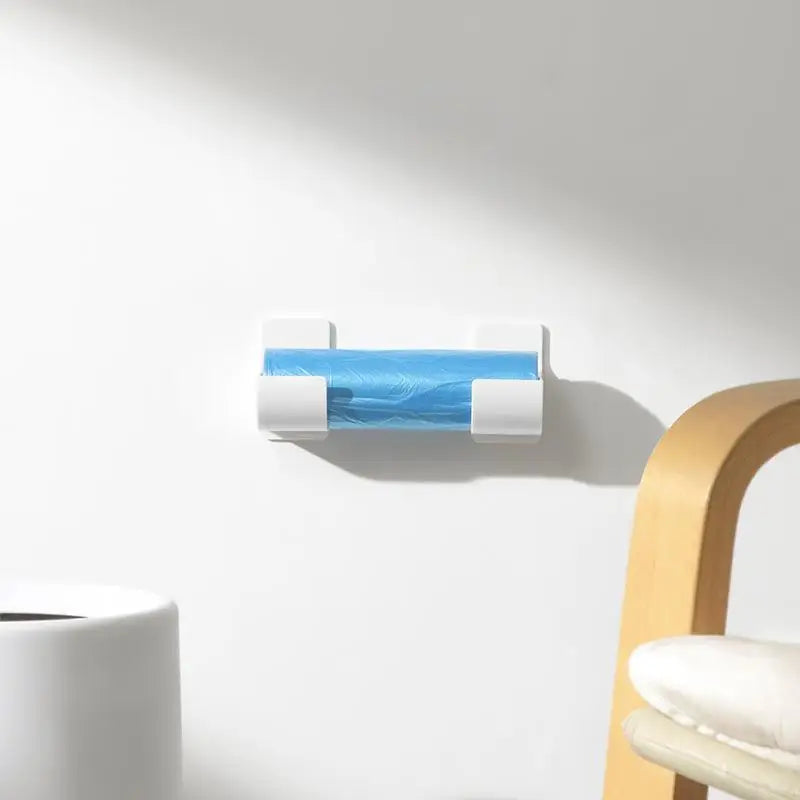 4pcs Kitchen Bath Wall Mount Plastic Poly Trash Waste Bag Roll Holder Dispenser Freshness Film Roll Storage Rack for Closet
