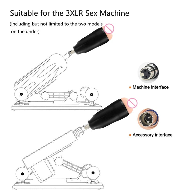 Automatic Sex Machine Dildos Attachment 3XLR Connector with Male Masturbator Cup Realistic Pussy Pocket Sex Toys for Men Women