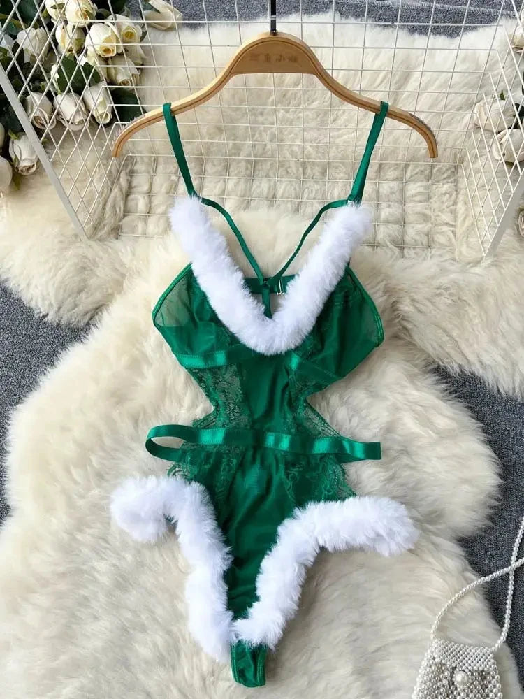 2024 New Year eve Women's Hollow out Combination Bodysuit Slim Fit Sexy Party Mesh Lace Bodysuit Bodysuit Sexy Fashion Sleepwear