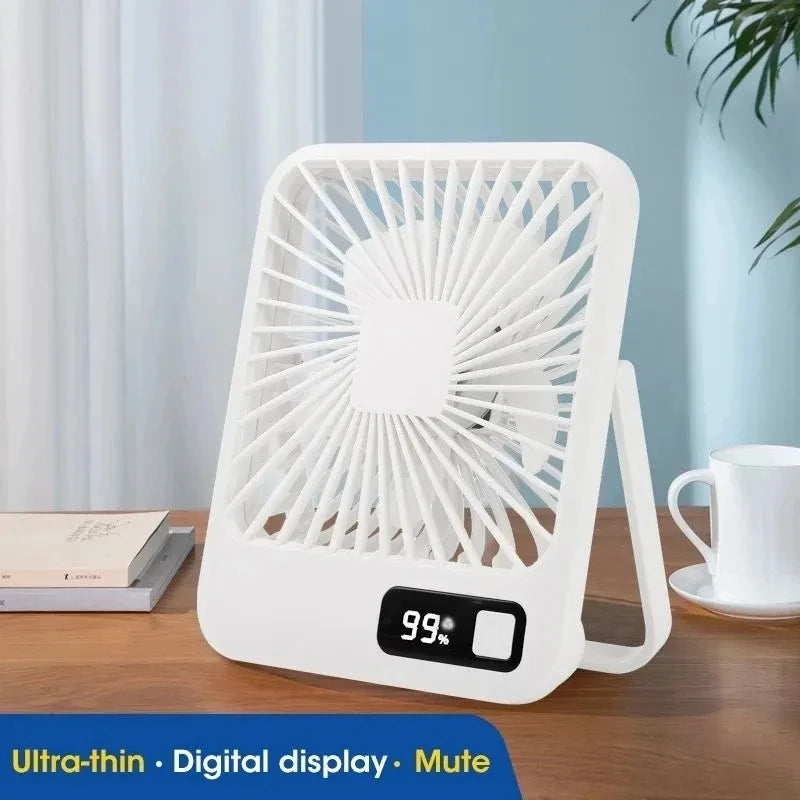 2000mAh Small Desktop Fan Super Silent USB Charging Strong Air Flow Cooling Fan with 5-speed Strong Air Flow Office Fan