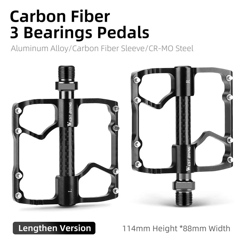 NEW Arrivals 3 Colors MTB Titanium Shaft Pedal Ultralight Mountain Bicycle Carbon Fiber Pedal 3 Bearings Road Bike Professional Pedal Anti-Slip Racing Cycling Pedals.