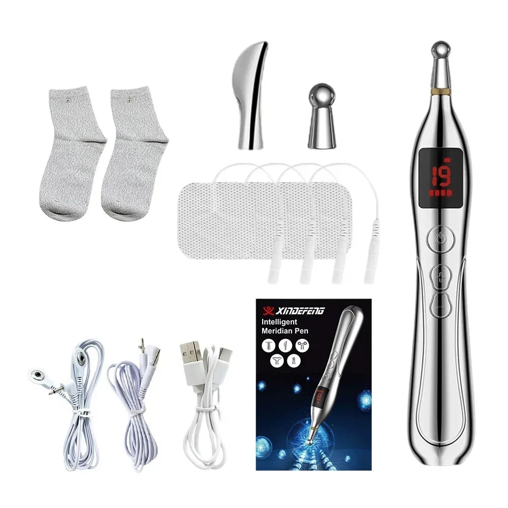 NEW Arrivals Electric Meridian Acupuncture Pen Set Electronic Laser Pointer Physiotherapy Acupressure Relax Tens EMS Pulse Vibrators Relaxing Massage Pens Health Care Supplies
