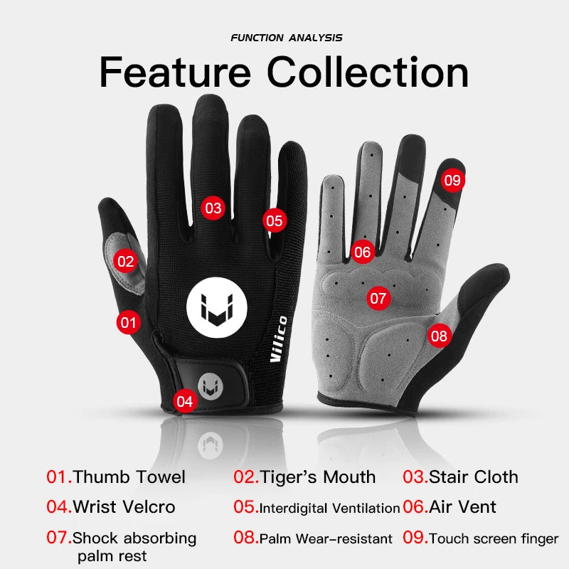 NEW Arrivals MTB Bike Sports Cycling Gloves Full Finger Men Women Running Fitness Gym Spring Summer Riding Motorcycle Gloves