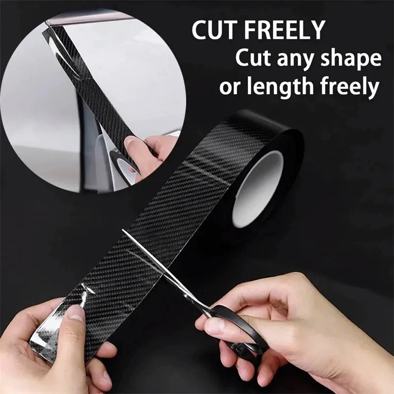 NEW Arrivals 10CMx3M 3D Nano Carbon Fiber Car Bumper Door Guard Protection Film 3M Car Door Sill Protector Sticker Black Waterproof Anti Scratch Tape Car Accessories