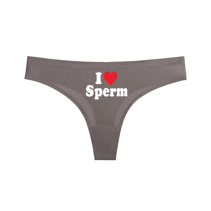 NEW Arrivals *I LOVE SPERM* Women Sexy Thongs Lingerie G-String Plus Size Temptation Panties Underwear Sexy Accessories for Woman