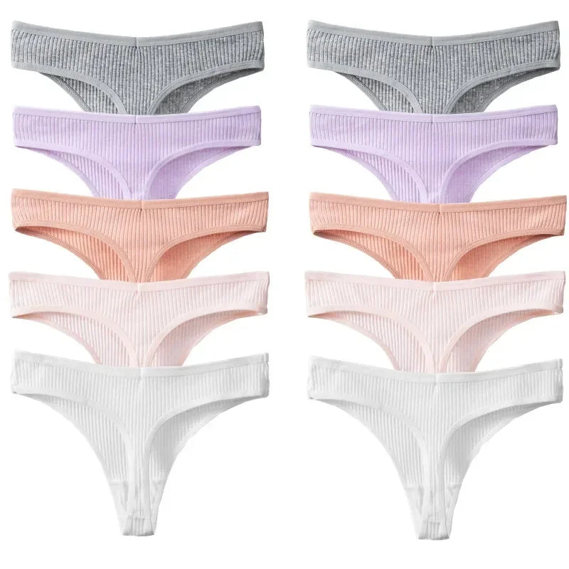 NEW Arrivals 10PCS/Set Sexy Women's Underwear G-Strings Cotton Striped Sports Panties Thongs Lingerie Comfortable Soft Ladies Underwear Sets