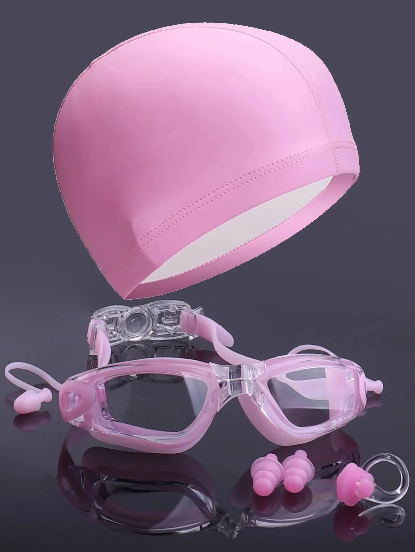 NEW Arrivals 4 PCS Set 3 Colors Professional Waterproof Anti-Fog Silicone Swimming High Definition Goggles Set with Nose Clip Earplugs And PU Cap for Swimming And Diving Sports Supplies