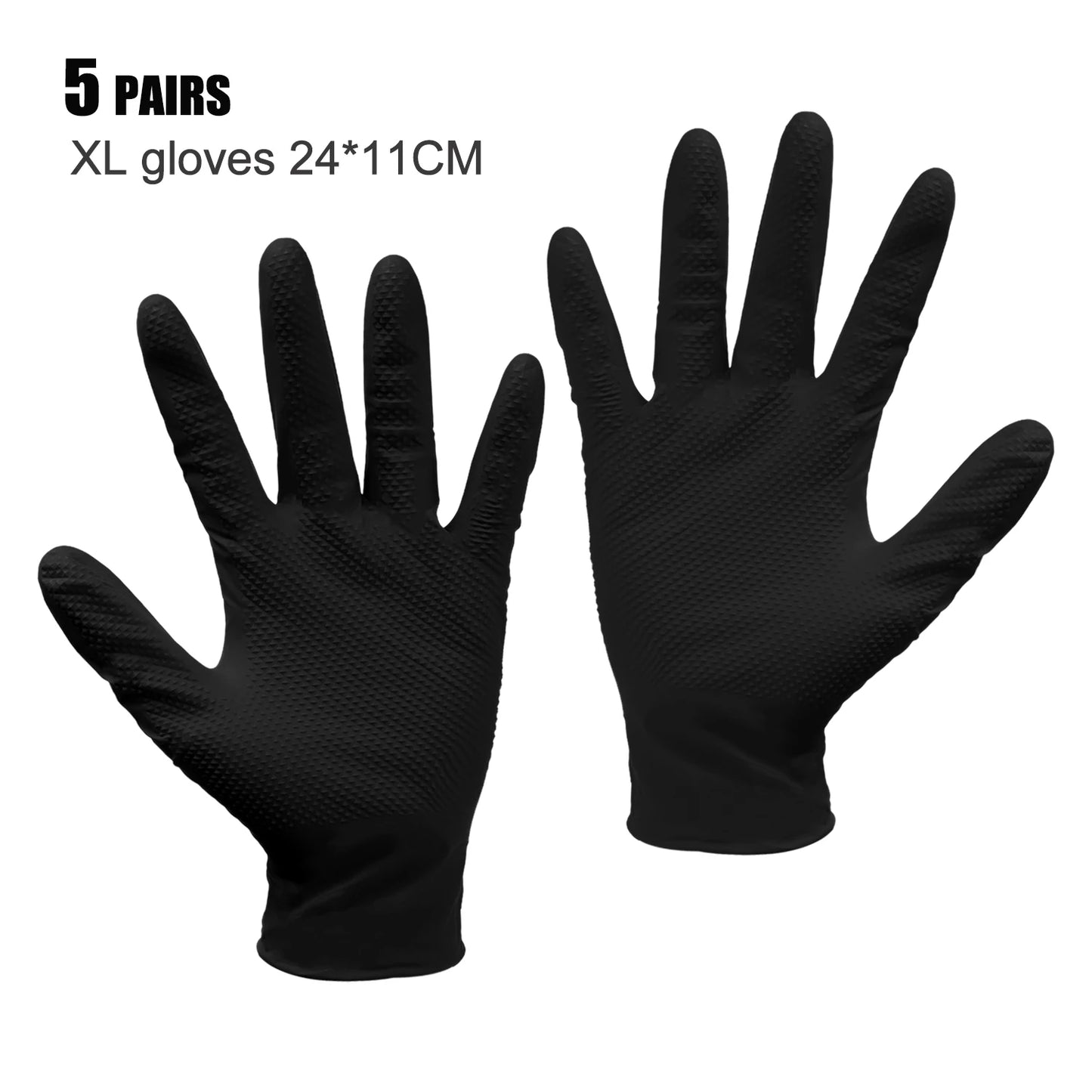 NEW Arrivals 5Pairs Black/Orange Color Heavy Duty Rubber Gloves Industrial Reusable Gloves Extra Thick Mechanic Glove Home Kitchen Garden Car Anti-Slip Safety Work Gloves