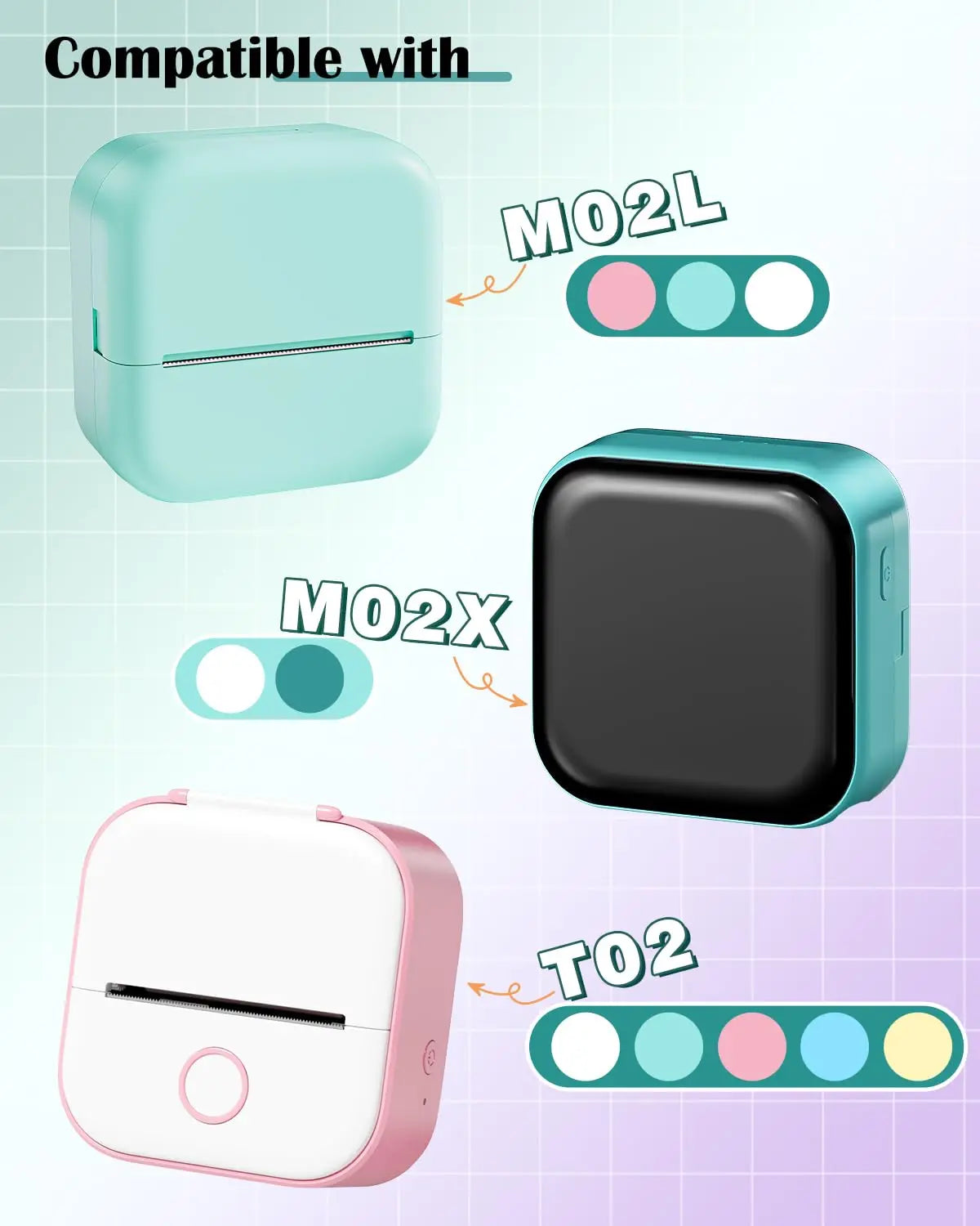NEW Arrivals 3 Rolls Set PHOMEMO White Sticker Paper Thermal Label for T02 M02L Portable Mini Printer Keep for 10 Years Sticky Paper 50mm/53mm