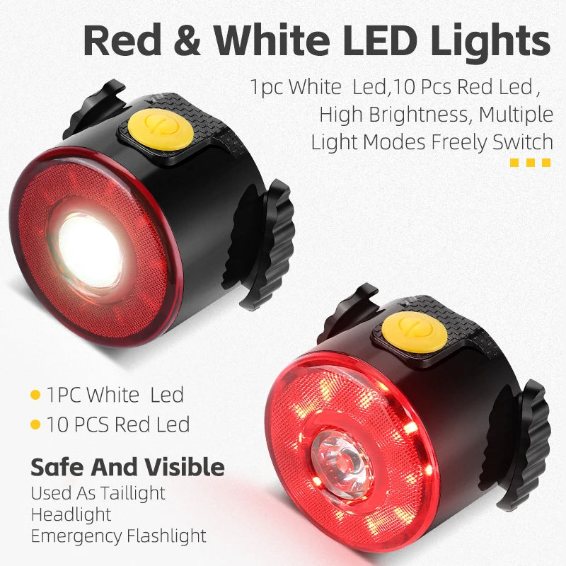 NEW Arrivals Smart Bicycle Tail Rear Light Brake Warning Taillights IP64 Waterproof USB Rechargeable Flash Light Bike Accessories