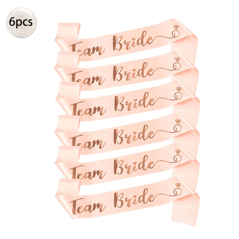 NEW Arrivals 6/7 PCS Set Team Bride Satin Sash Set White 7 Bride to Be Sash and 6 Silk Team Bride Sashes Bridal Shower Wedding Bachelorette Party Supplies