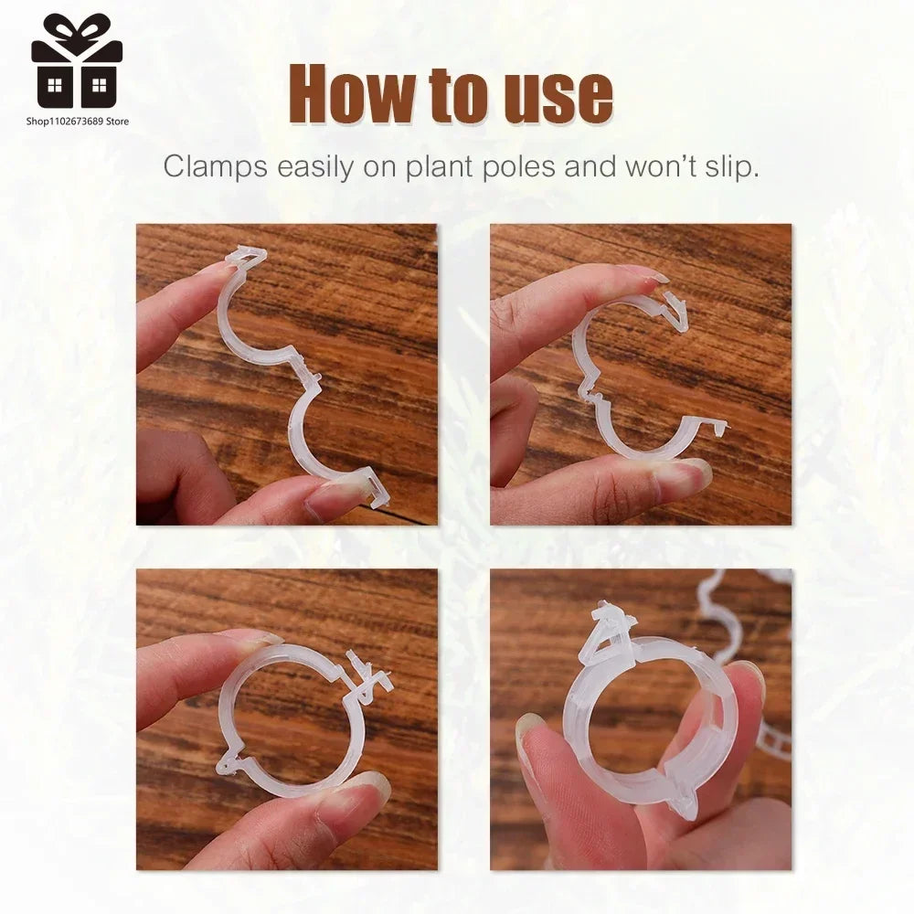 100/150Pcs Plastic Plant Support Clips Reusable Plant Vine Protection Grafting Fixing Tool for Vegetable Tomato Garden Supplies
