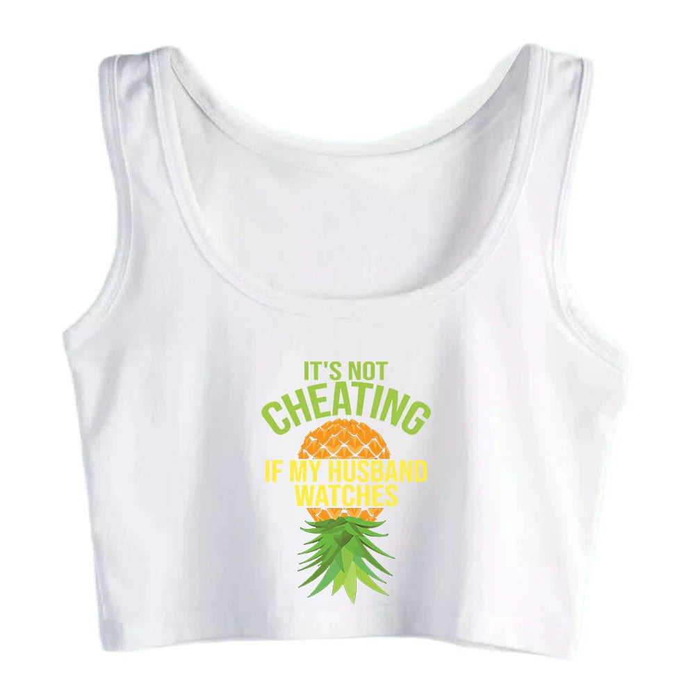 NEW Arrivals S-2XL 3 Colors Upside Down Pineapple Graphics Tank Tops Hot Wife *It's Not Cheating If My Husband Watches
* Girls Summer Crop Top Swinger Sexy Camisole