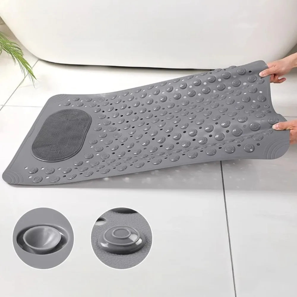 NEW 5 Colors Non Slip PVC Bath Mat with Suction Cup Massage Bumps Quick Dry Bathroom Rug Shower Safety Carpet Strong Drainage Bathroom Carpet