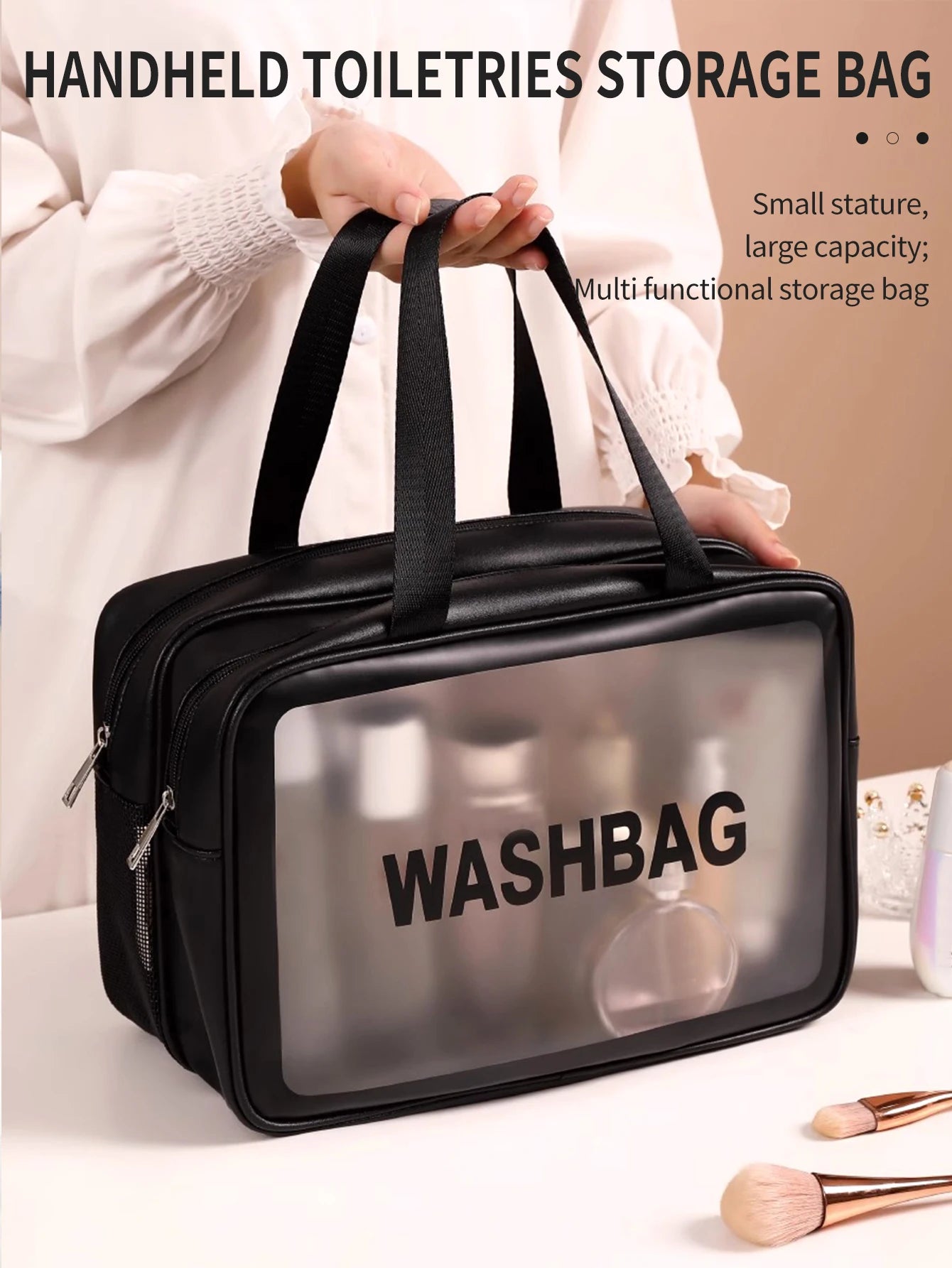 30PCS Pink/Black Combo Kit Multi-Functional Zipper Cosmetic Bag (Waterproof) Makeup Tools Set Ladies Luxury Cosmetics Accessories Products