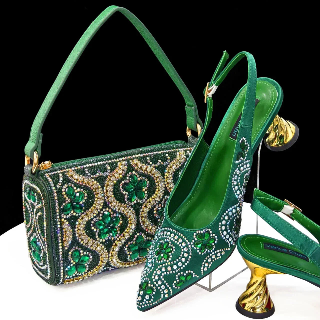 Newest 8 Colors INS Style FUCHSIA Color Elegant Low Heels Nigeria Popular Design African Ladies Shoes And Bag Set for Wedding Birthday Party Night Business Dinner Ladies Luxury Fashion Apparel Accessories Shoes Products