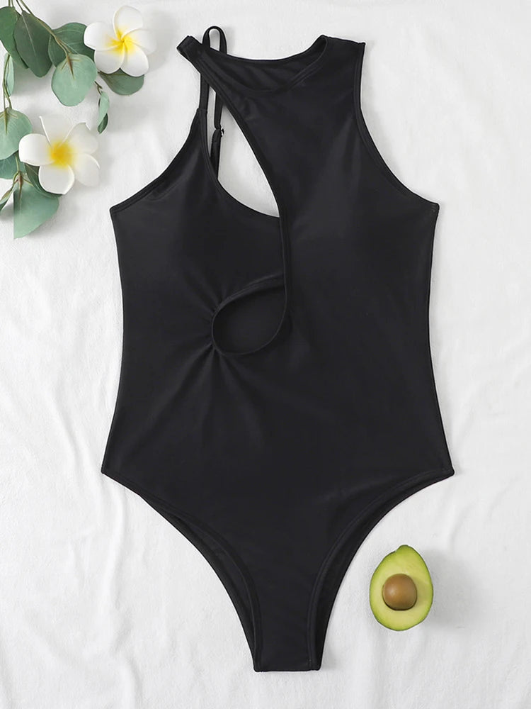 New Sexy High Neck Swimwear Women One Piece Swimsuit Female Hollow Out Bathing Suit Summer Beach Wear Push Up Monokini Swim
