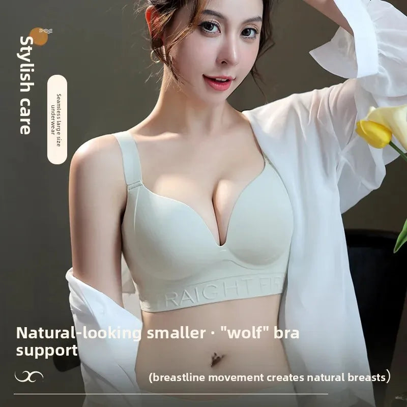 NEW Arrivals 5 Colors Adjustable Large Breast Appears Small Chest Underwear Women's Anti-Sagging Side Breast Elimination Seamless Plus Size Thin Bra Ladies Top Quality Underwear Bras
