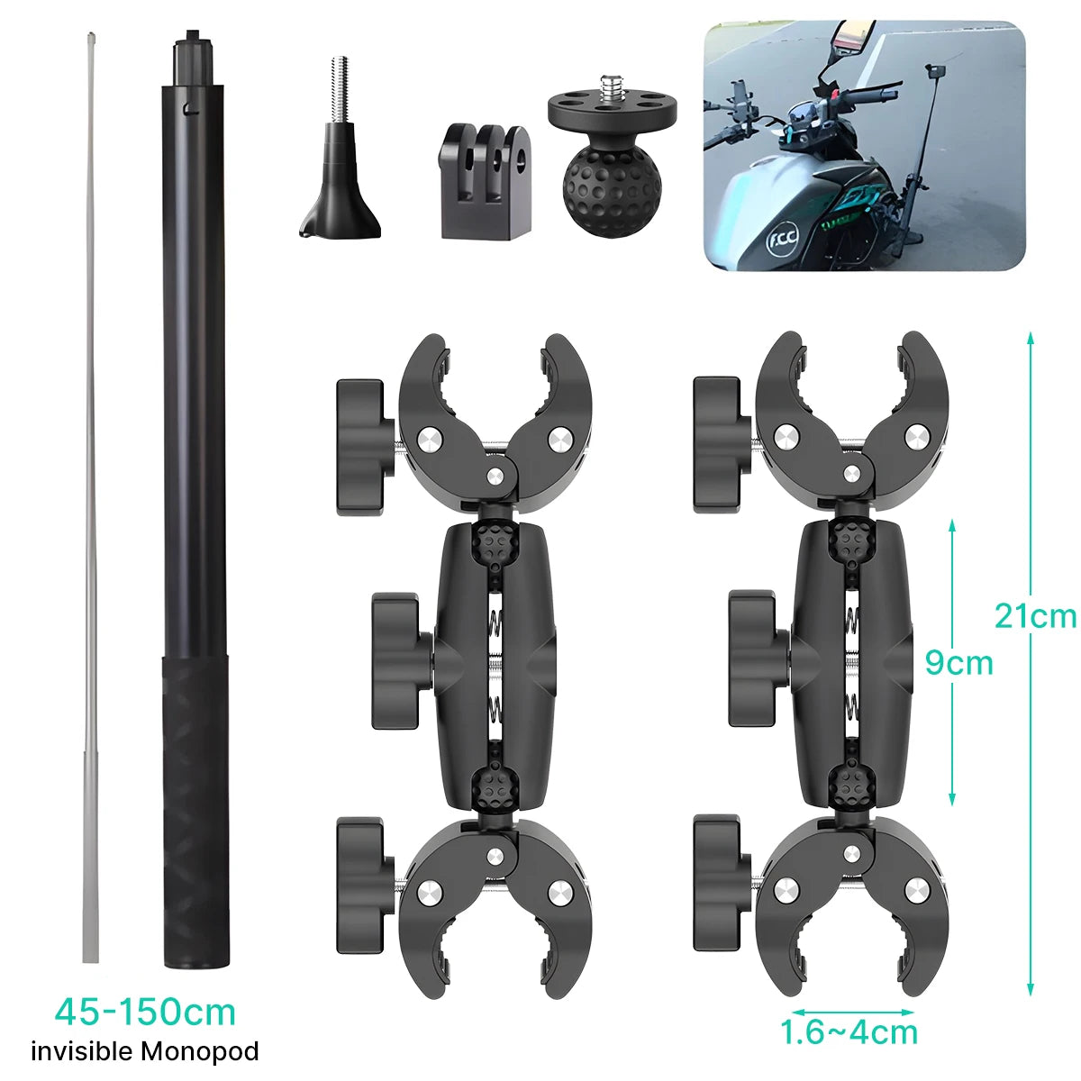 NEW Arrivals Bicycle Motorcycle Panoramic Selfie Stick For Insta360 Reels Video One X2 X3 X4 GoPro 12 11 10 DJI Monopod Mount Handlebar Bracket Accessory