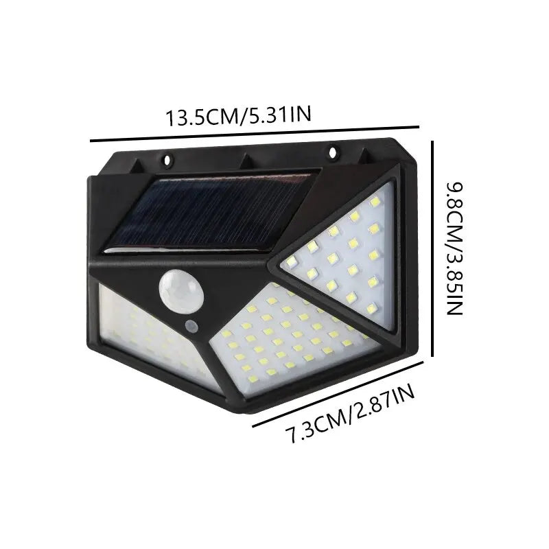 100 LED Solar Wall Lamp Outdoor Lamp Waterproof Motion Sensor Solar Powered Sunlight Street Lamp Garden Railing Decorative Lamp