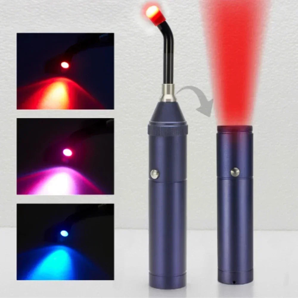 Professional Red Blue Light LED Physiotherapy Flashlight Canker Sore Treat Devices Light Therapy Devices Lip Nose Ears Body Muscles