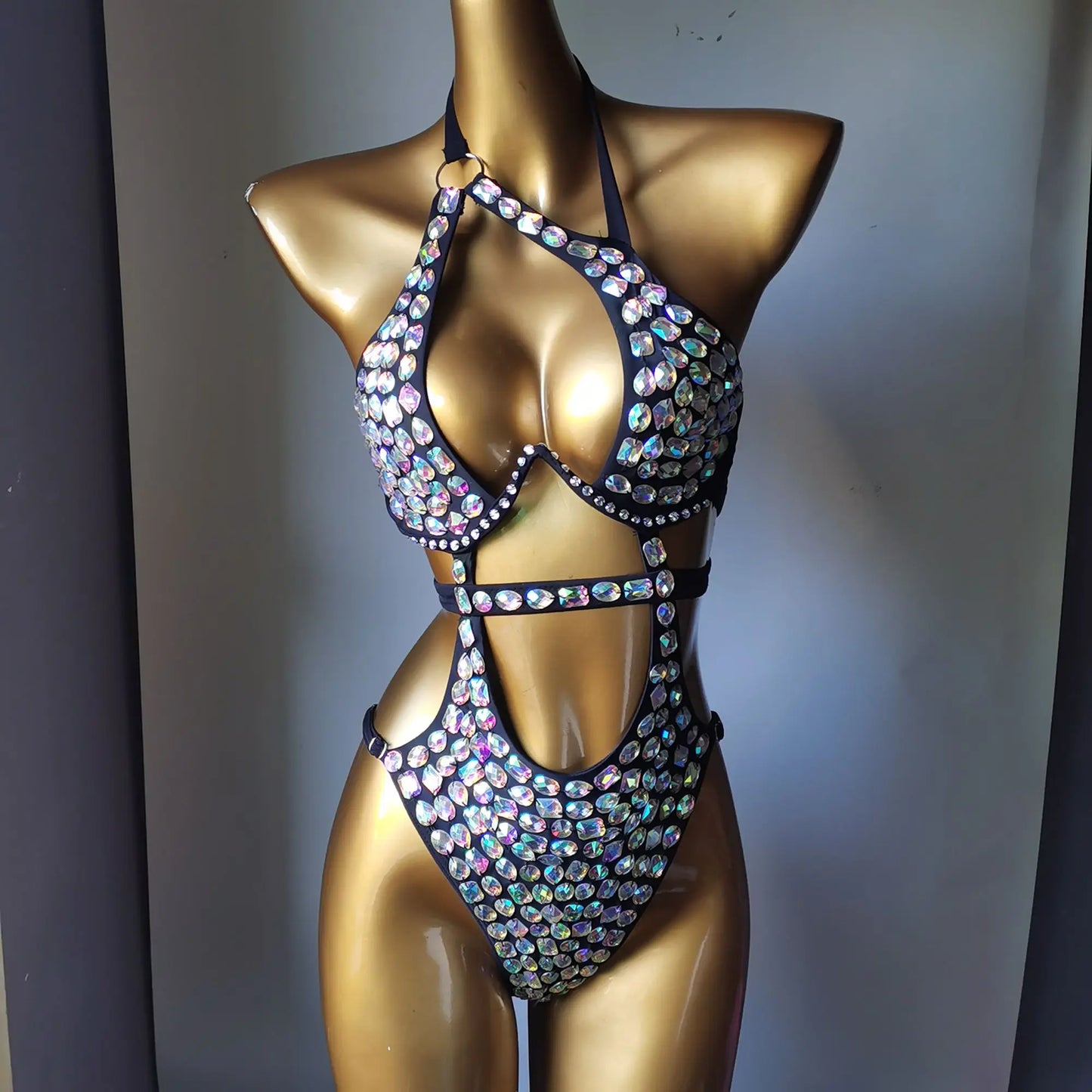 BRAND NEW UK Size Newest Fashion Luxury Swimsuit Diamond Crystal Bar Bikini Swimsuit Handmade Bikini Women Sexy Swimsuit Ladies Bathing Swimming Pool Beach Luxury Swimwear