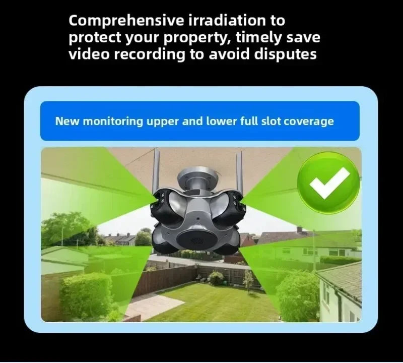 NEW 20MP Surveillance Camera 10K With Four Screens Four Pan Tilt zoom, 360° Panoramic View Home Outdoor Office Factory Wireless Wi-Fi 128GB Network Camera Home Security Supplies