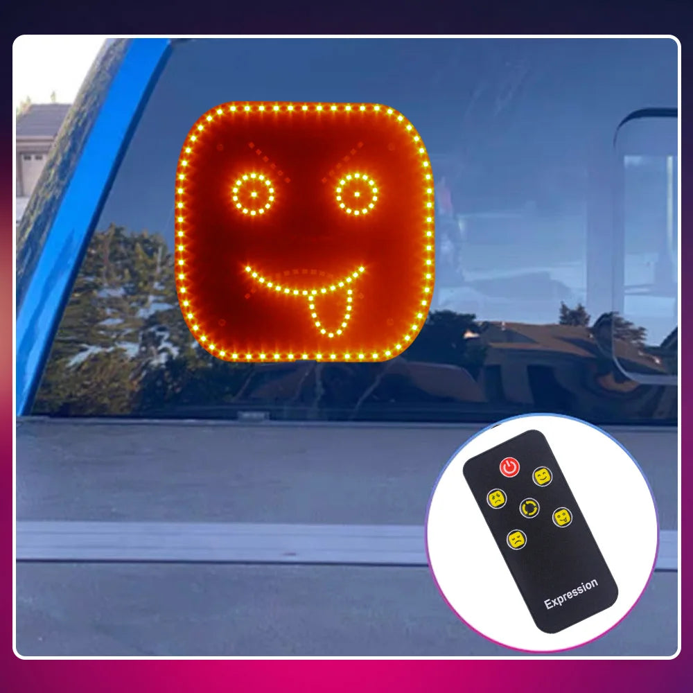Car Funny Facial Expression Light With Remote Controller Rear Window Multi-function Warning Reminder Lamp Exterior Accessories