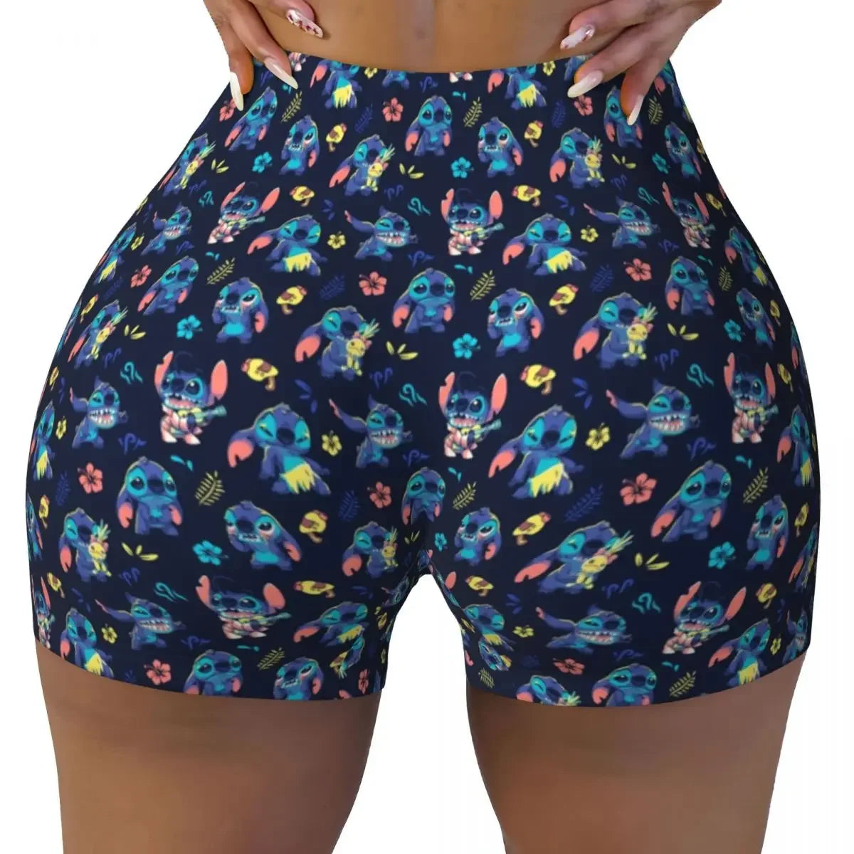 NEW Arrivals S-2XL Women's Stitch Anime Workout Yoga Shorts I Tried Gym Athletic Volleyball Biker Shorts Girls Sports Apparel Accessories