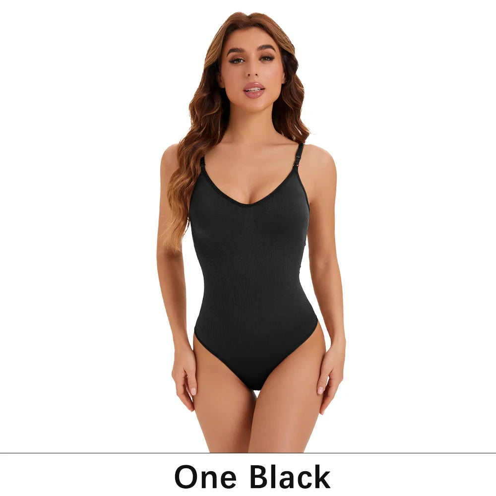 NEW Arrivals 2PCS Set S-2XL High Elastic Bodysuit for Women Tummy Control Shapewear Sexy Seamless Sculpting Thong Body Shaper Slimmer Slimming Black Tank