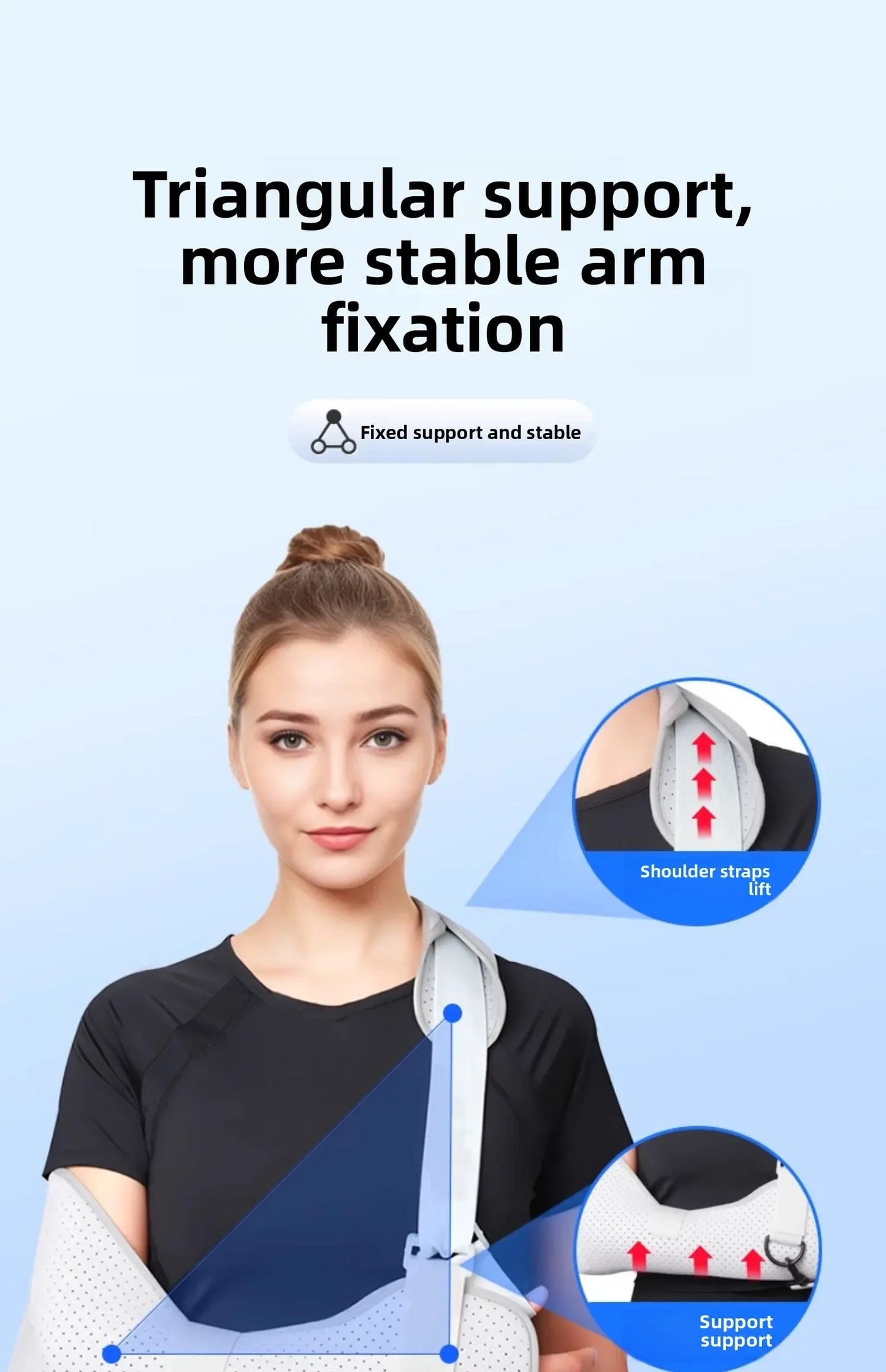 3 Size Forearm Sling Fracture Arm Fixation Brace Elbow Injury Postoperative with Elbow Joint Protector Wrist Elbow Forearm Support Health Care Accessories