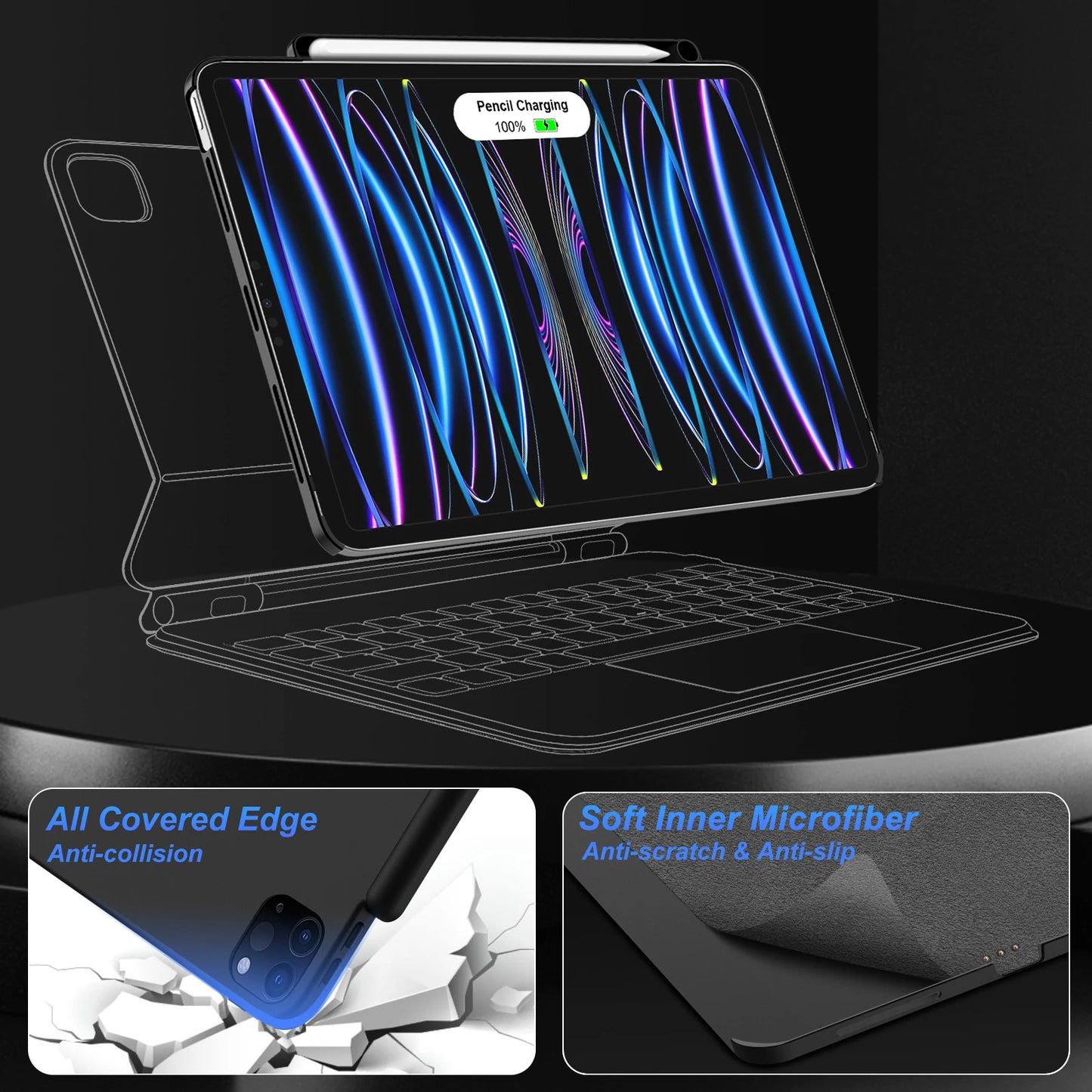 Magnetic Case for iPad Pro 11 Air 4 Air 5 iPad Pro 12 9 12.9 6th 5th 4th 3rd Gen Magic Keyboard Compatible Case Pencil Holder Computers Accessories Electronics Supplies