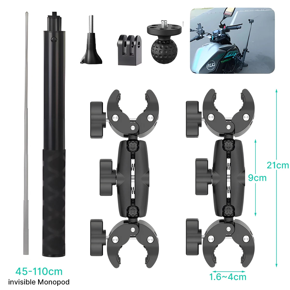 NEW Arrivals Bicycle Motorcycle Panoramic Selfie Stick For Insta360 Reels Video One X2 X3 X4 GoPro 12 11 10 DJI Monopod Mount Handlebar Bracket Accessory