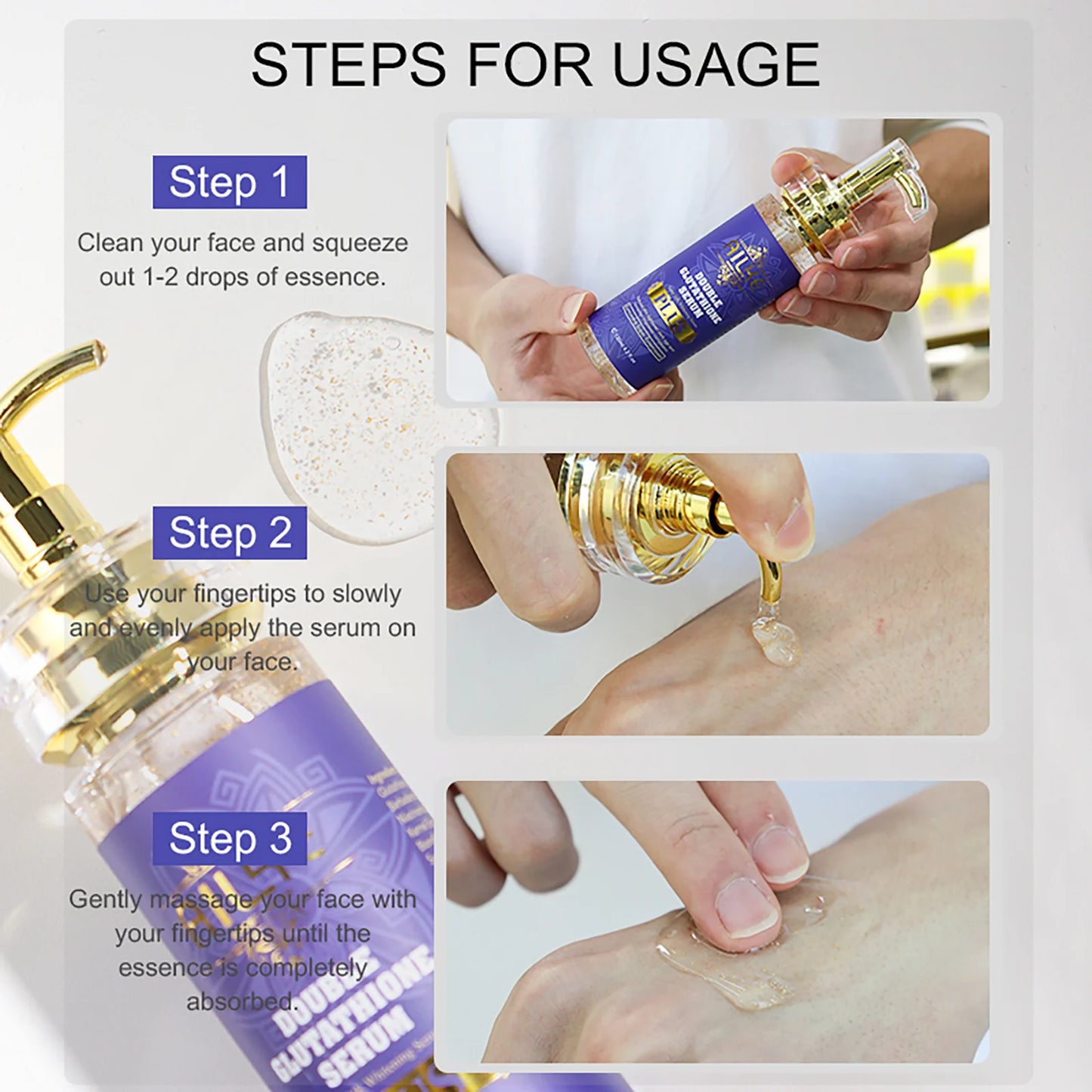 Double Glutathione Serum and Body Lotion, Whitening, Dark Spot Remover, Even Skin Tone, Anti Aging, Fine Lines & Wrinkles