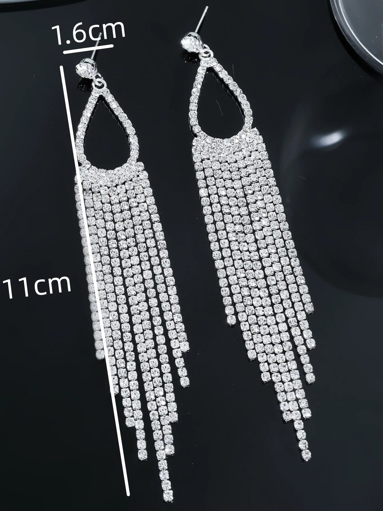 2pcs of women's jewelry rhinestone tassel earrings luxurious fashion accessories for wedding parties