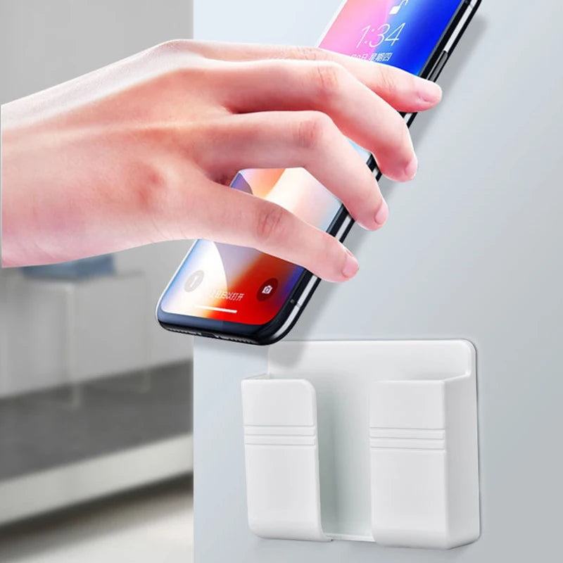 NEW 4PCS Set White/Brown Color Multifunction Punch Free Wall Mounted Storage Box Organizer TV Remote Control Mounted Mobile Phone Plug Charging Holder Bathroom Home